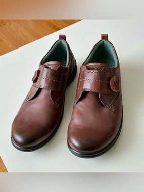 ECCO Women Clay Brown Leather Strap Loafers Ergonomic Mother US 8.5 Comfort EU39